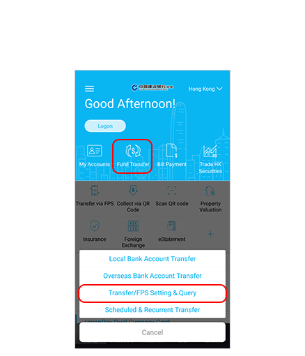 step 1, Logon your Mobile Banking account & tap 