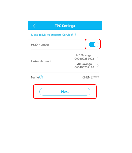 Set up FPS with HKID number addressing