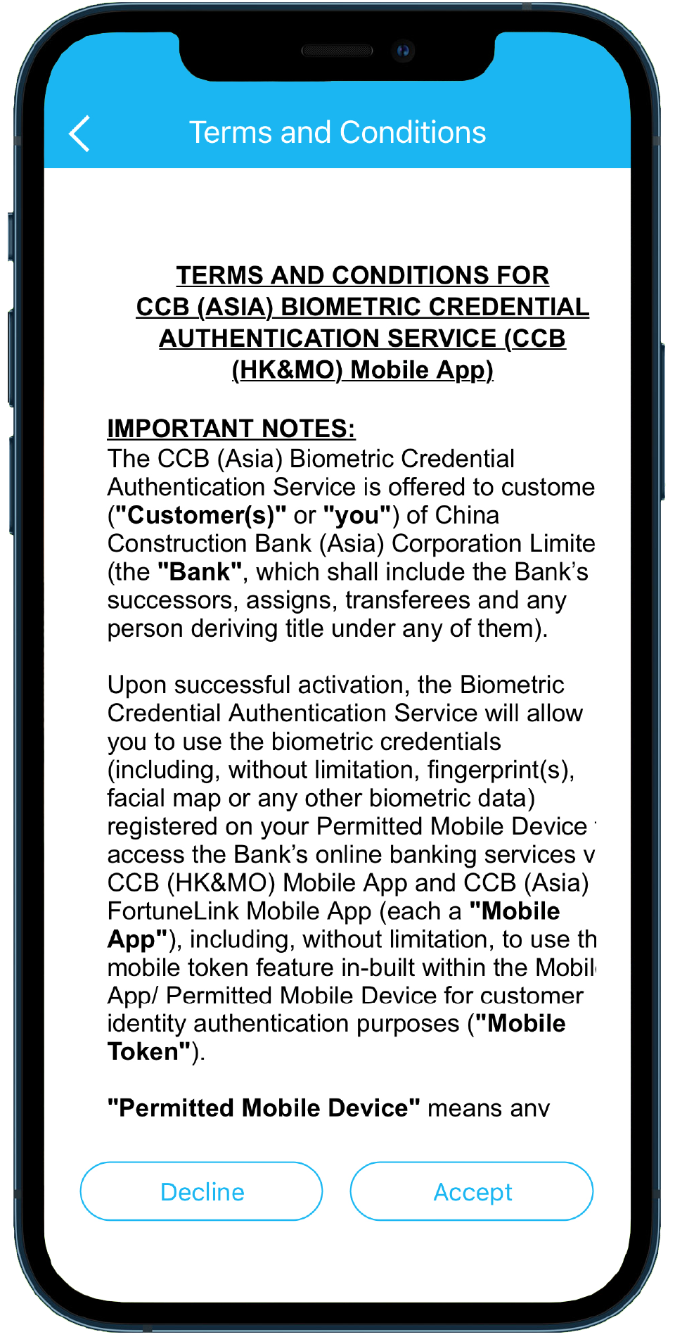 activate Biometric Credential Authentication