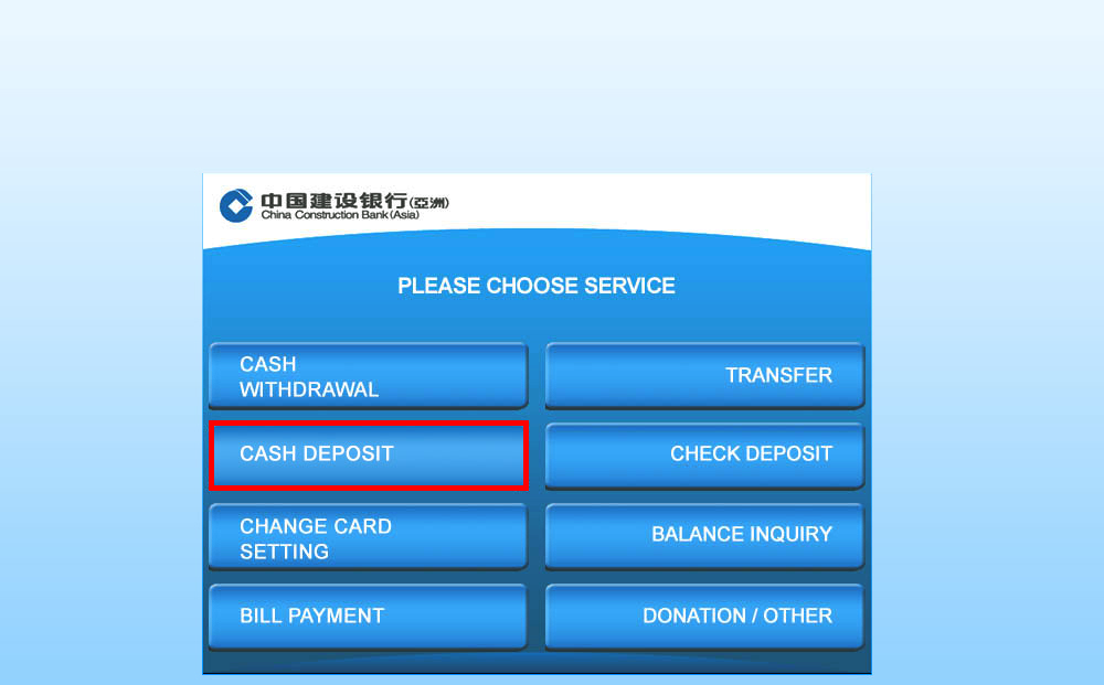 Select 'Cash Deposit'