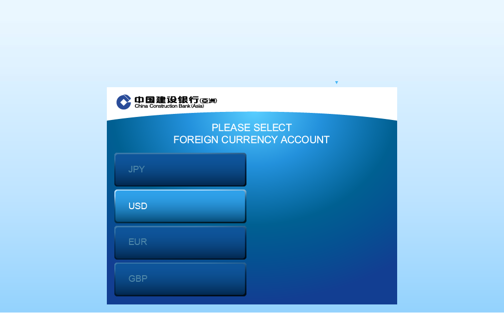 step2, select relevant foreign currency account
