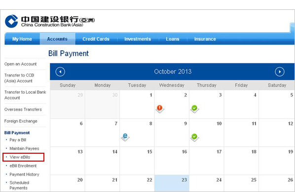 after logon, click on 'accounts', 'bill payment', then 'view'eBills